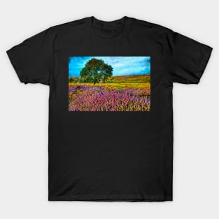 Painterly Moorland Heather Landscape Art T-Shirt